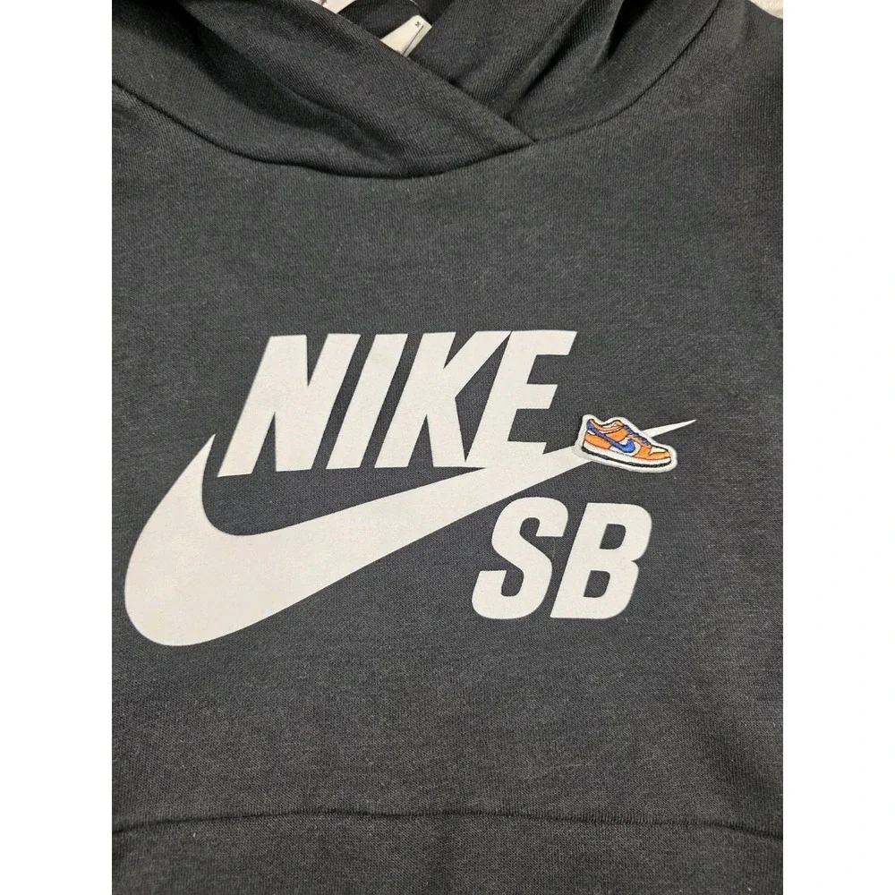 NWT Nike SB Icon‎ Dunk Oversized Black Pullover Fleece Hoodie Youth Medium